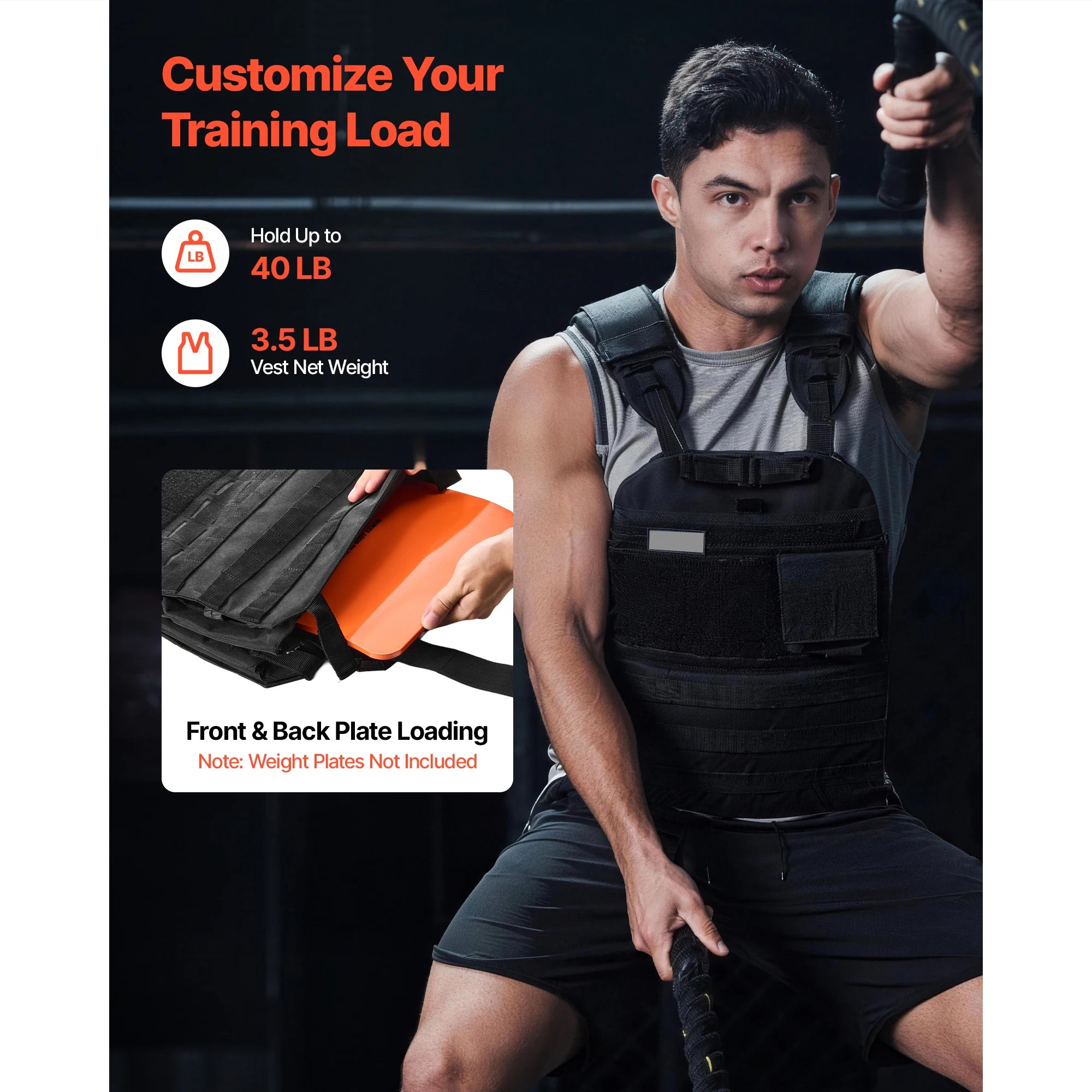 SucceBuy Weighted Vest Body Weight Vest with Shoulder Pad and Reflective Stripe Workout Equipment for  Strength Training Running