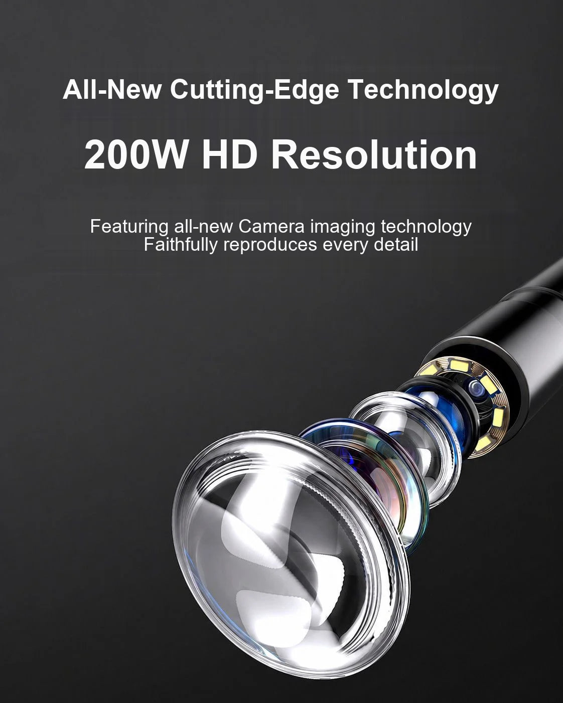 Endoscop industrial 4,3 inch cu sondă de 8 mm, 8 LEDuri, baterie de 2600mAh, cablu rigid de 5 m