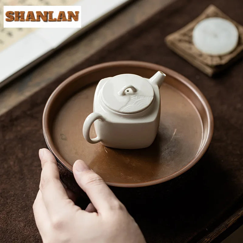 Small Square Glazed Ceramic Teapot, Approx. 90ml