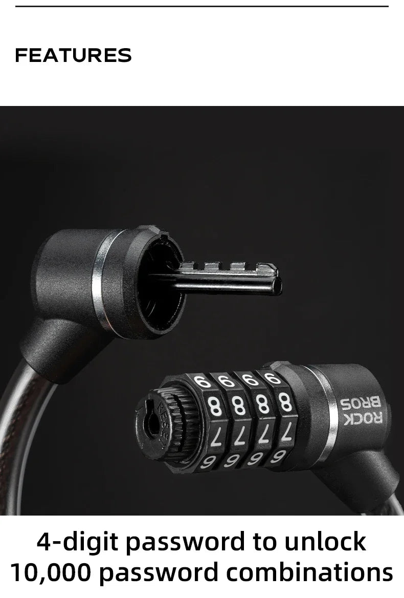 4-Digit Steel Cable Bicycle Lock, 29cm