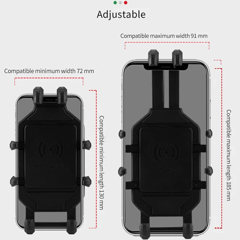Motorcycle Wireless Charging Phone Mount with 360° Rotation Holder