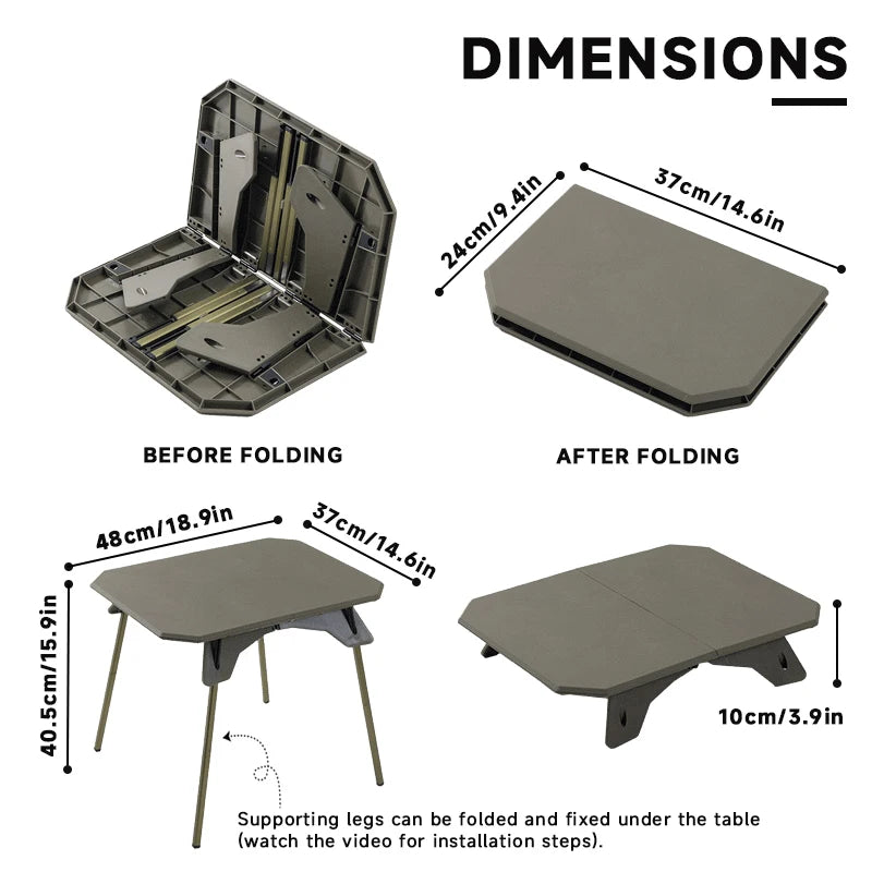 Ultralight Folding Camping Table with Dual Height Settings