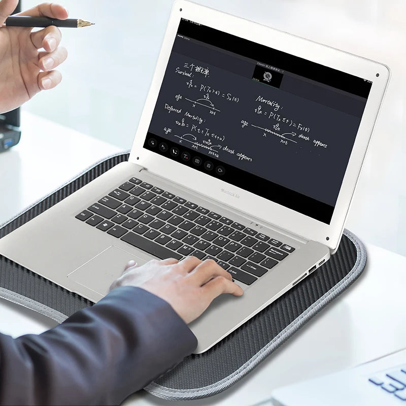 Cushioned Laptop Lap Desk with Wood Surface & Built-In Mouse Pad