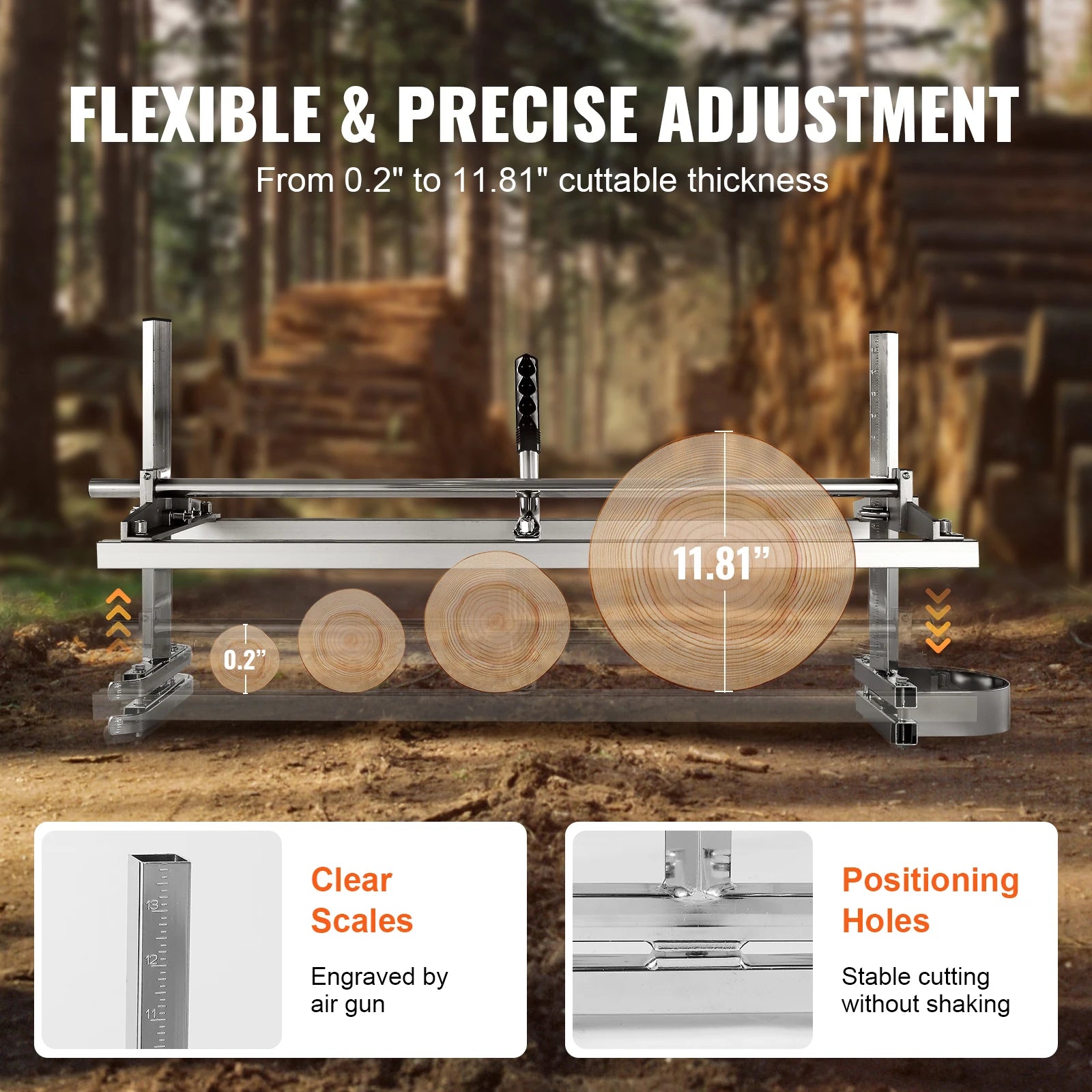 SucceBuy 14-36" piła łańcuchowa młyn do cięcia drzewa prowadnica łańcucha pilarka planking mill z grubością cięcia 0,2–11,81" dla budownictwa i stolarzy