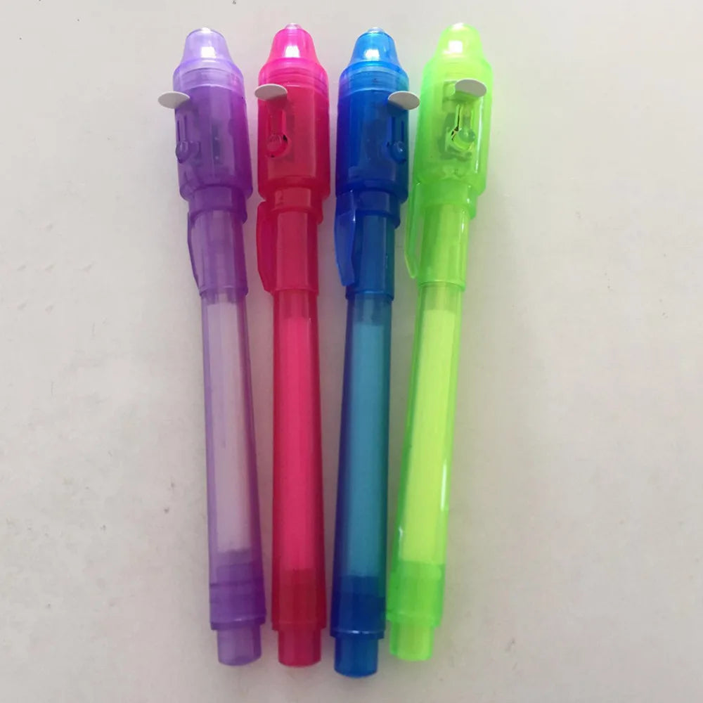 4pcs/lot Luminous Light Pen Magic Purple 2 In 1 UV Black Light Combo Drawing Invisible Ink Pen Learning Education Toys For Child 