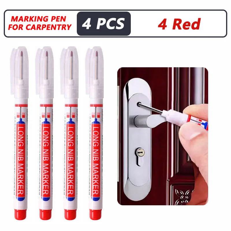 8Pcs/Set 20mm Deep Hole Long Nib Head Markers For Metal Perforating Pen Waterproof Bathroom Woodworking Decoration Multi-Purpose 