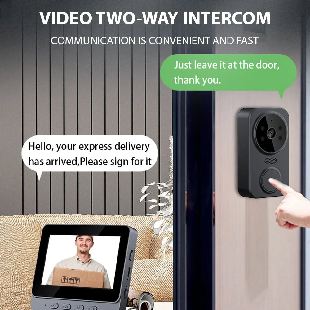Wireless Video Doorbell with 4.3-Inch Monitor