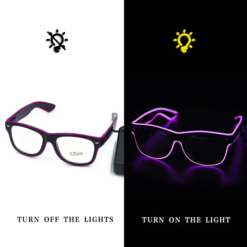 Flashing Glasses EL Wire LED Glasses Glowing Party Supplies Lighting Novelty Gift Bright Light Festival Party Glow Sunglasses 