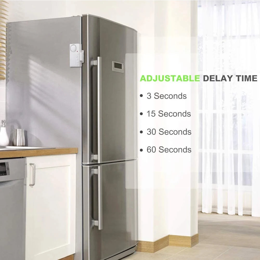 New Freezer Door Alarm with Delay 3/15/30/60 Seconds Adjustable Delay Refrigerator Alarm Wireless Door Open Ala