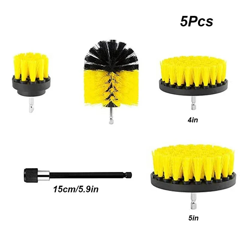 3Pcs/Set Electric Scrubber Brush Drill Brush Kit Plastic Round Cleaning Brush For Carpet Glass Car Tires Nylon Brushes 2/3.5/4'' 