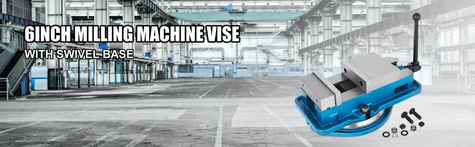 6-Inch Milling Machine Vise with 360° Swivel Base Clamp