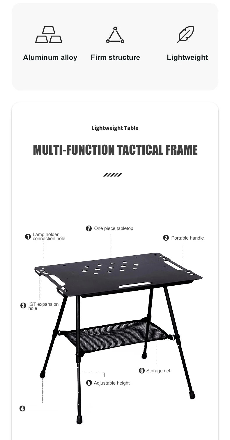 Aluminum Alloy IGT Tactical Folding Table with Adjustable Legs