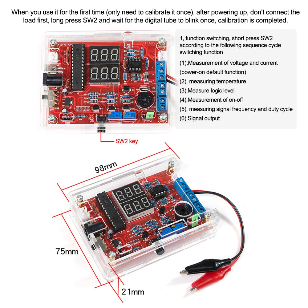 DIY sada multifunkčního měřiče a generátoru signálu PWM