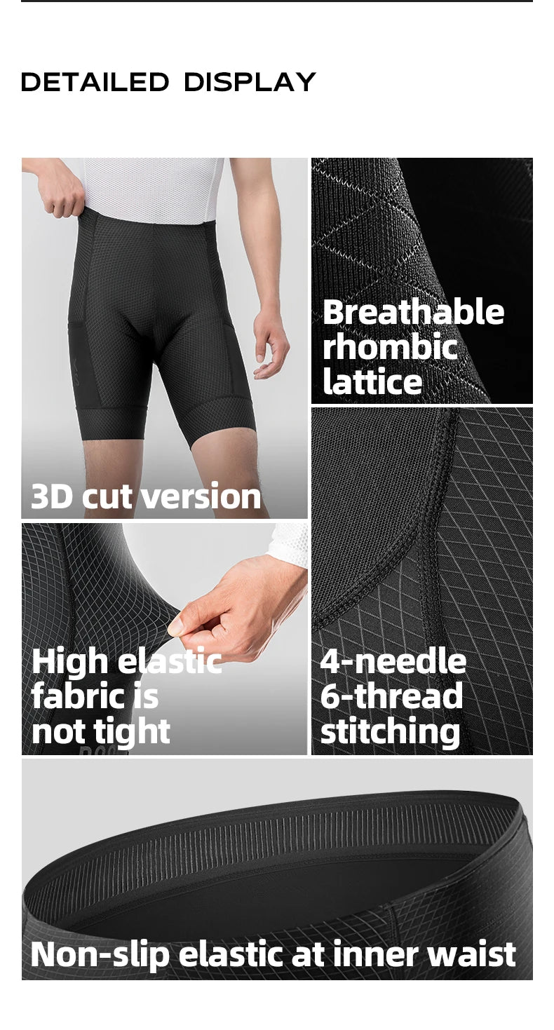 Men’s Padded Cycling Shorts Quick-Dry Breathable Bike Tights