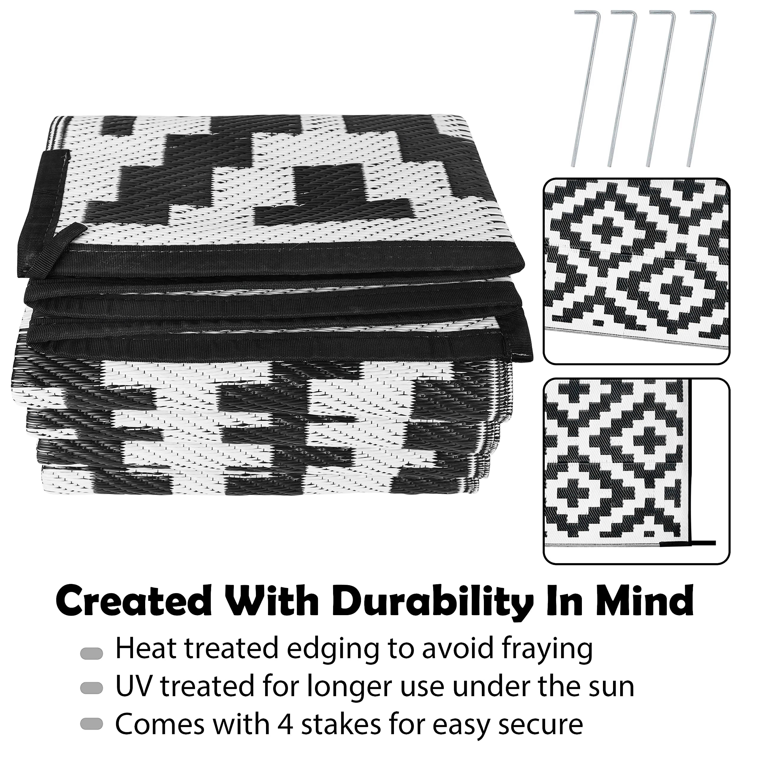 Reversible Outdoor Rug for Camping, Patio and Picnic Use