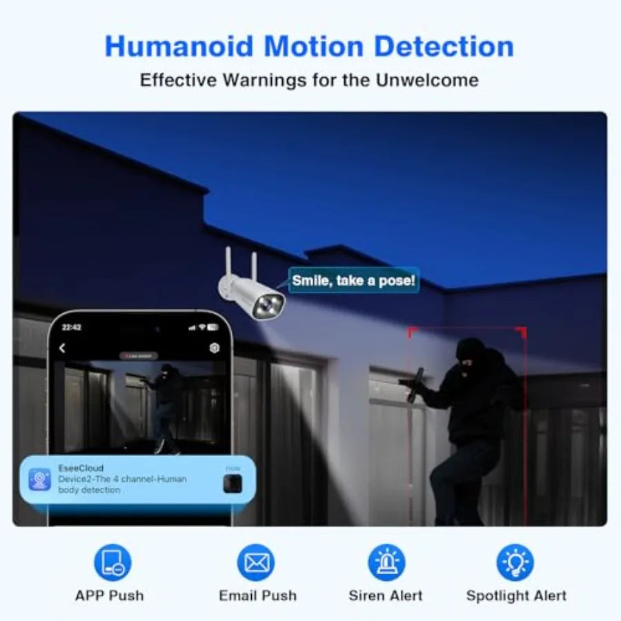 5MP Wireless Security Camera System with Human Detection