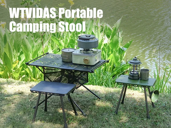 Camping Folding Stool with Aluminum Frame and Carrying Bag