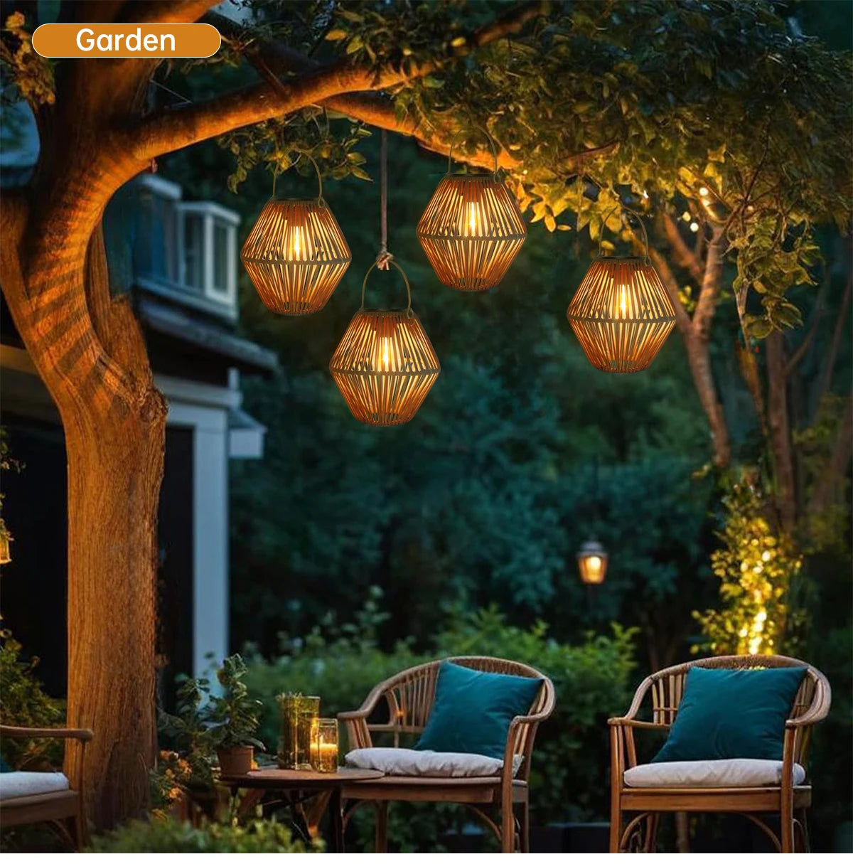 Solar Woven-Style Lantern for Garden Decoration