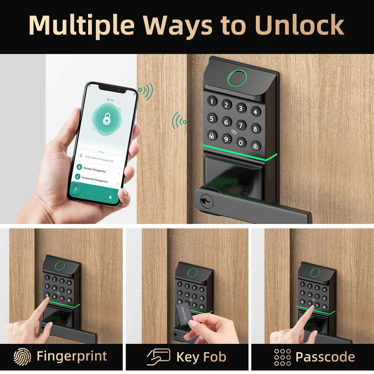 Cilindro di Sicurezza Inteligente con Serratura a Dito e Controllo App
