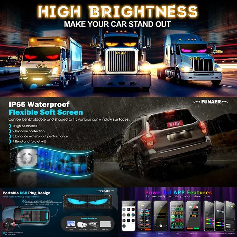 Painel de matriz RGB LED programável flexível
