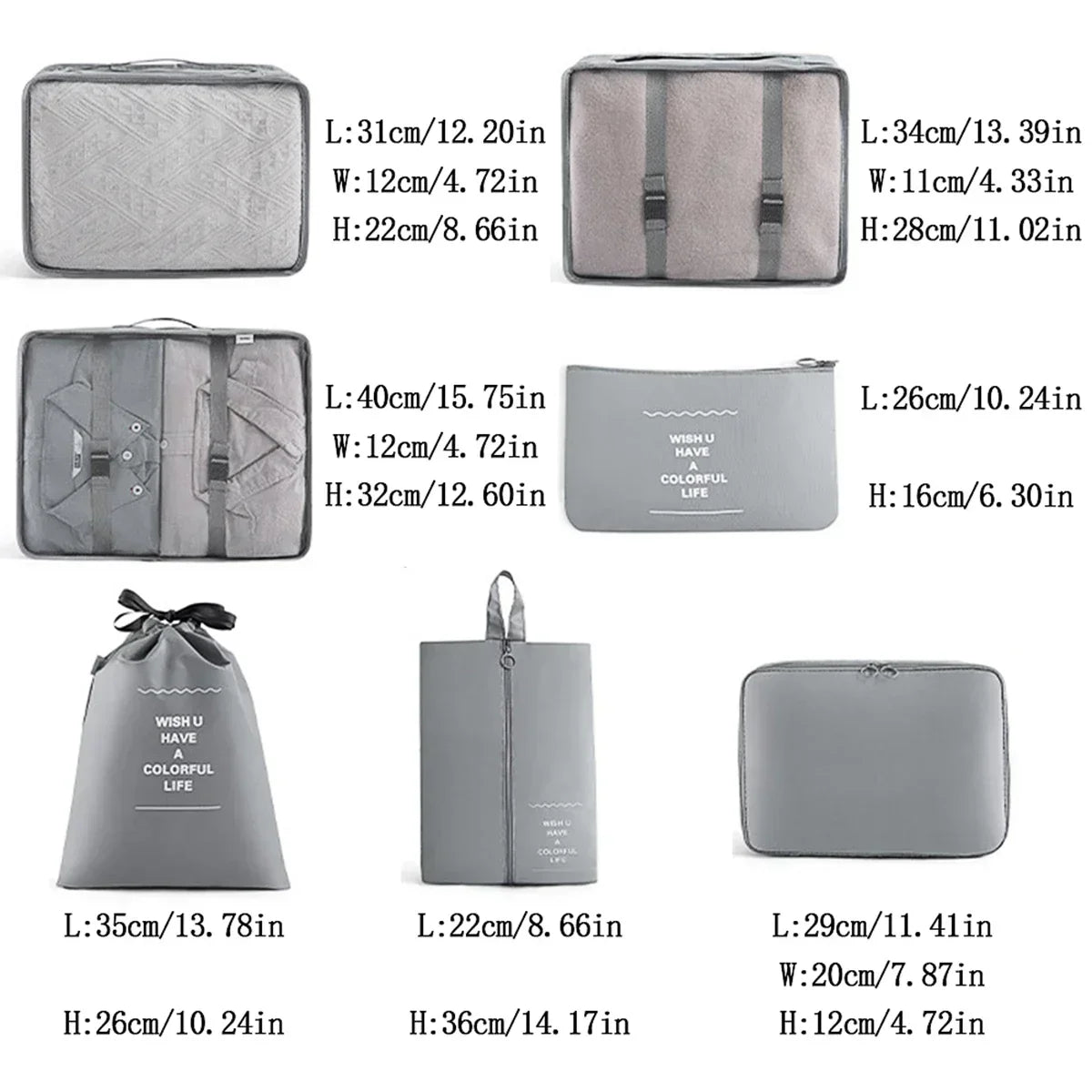 Seven-Piece Travel Packing Organiser Set