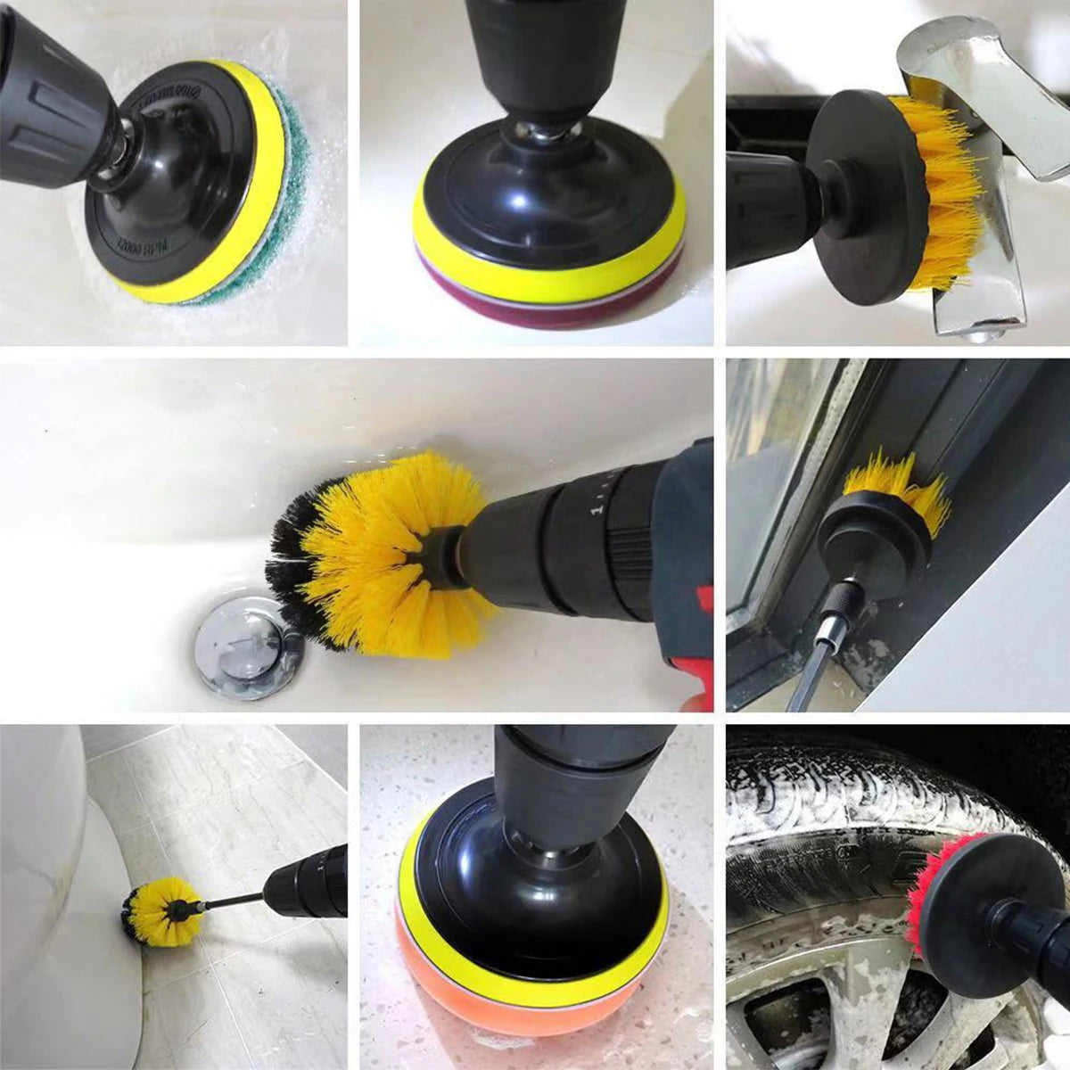 Drill-Powered Cleaning Brush Set