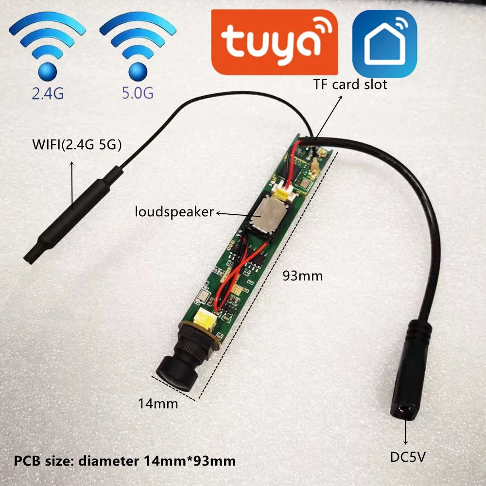 Tuya 1080P WiFi Mini Modulo Telecamera Videoregistratore Sicurezza Casa in Tempo Reale Micro Videocamera 2.4G 5G Wifi Movimento Telecomando TF