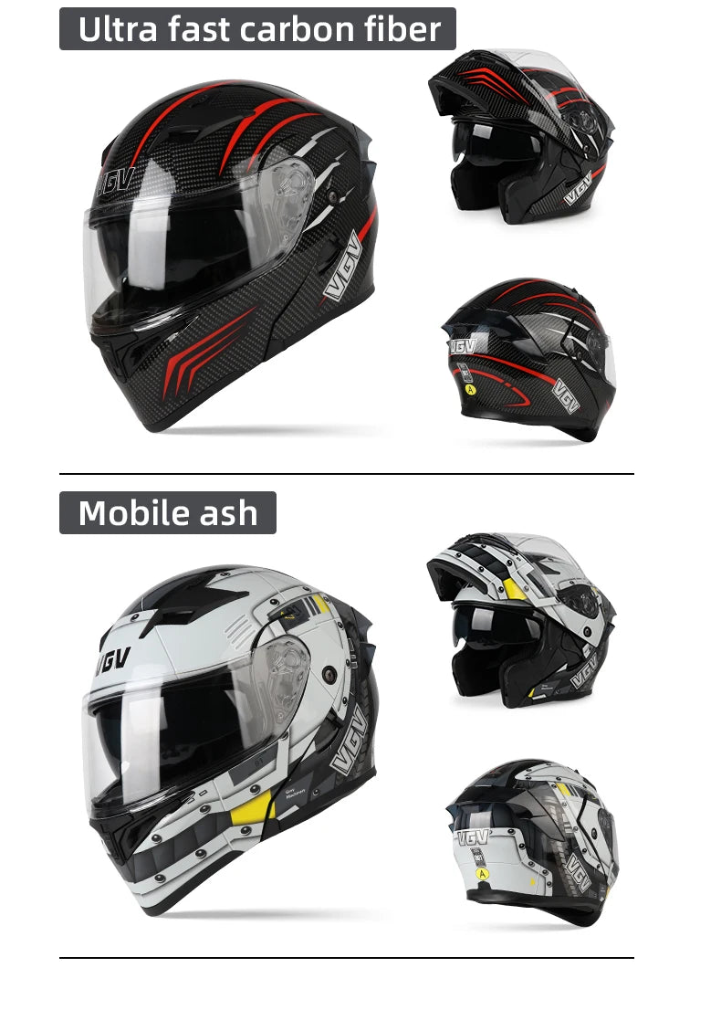 VGV 91 Flip Motorcycle Helmet, Dual-Lens, DOT Certified