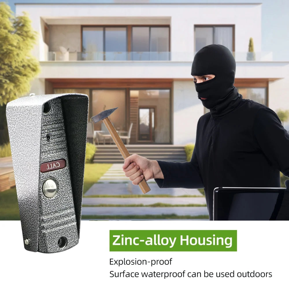 7 Pouces 4-Filaire AHD WIFI Video Portier Intercom 1080P HD Visible Doorbell avec application Tuya Contrôle à distance et Visualiseur d’interstice