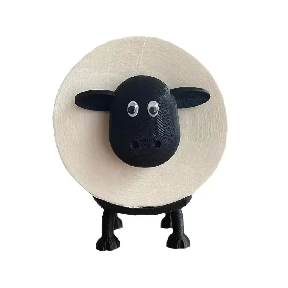 Cute Sheep Toilet Paper Holder Standalone Cartoon Animal Bathroom Decor Non-Slip Base Space-Saving Design Unique Funny Gift Idea 