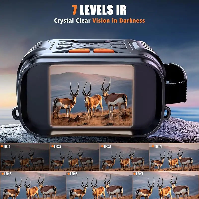 131? Vision nocturne jumelles 10x Numérique 800m Plein noir Vision infrarouge Téléobjectif Goggles Écran Large 2,8” Pour le camping