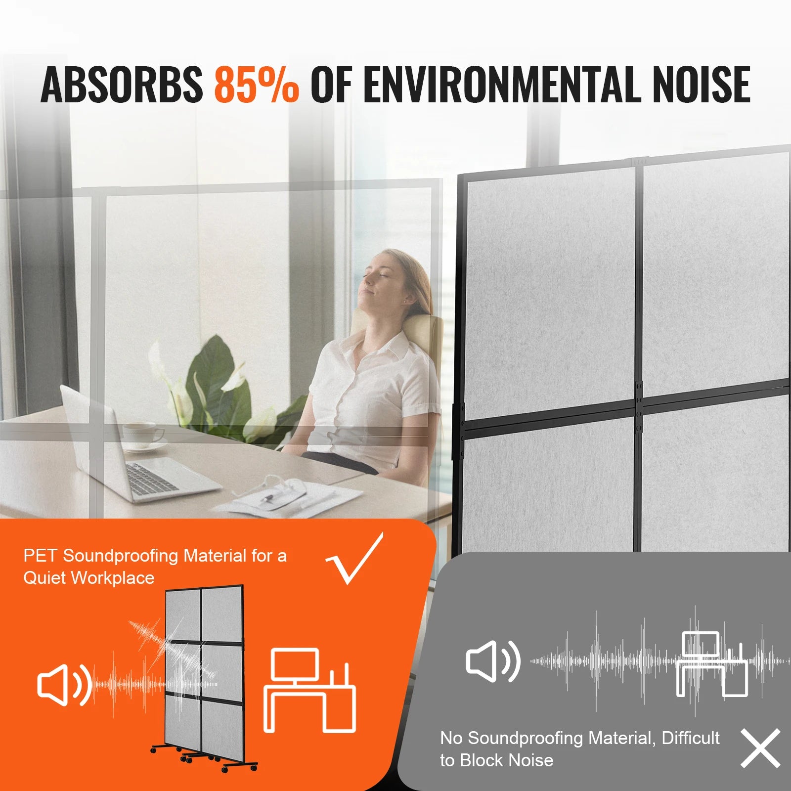 SucceBuy Office Divider 2 Panel Office Partition Freestanding Office Divider Wall Partition & Privacy Divider Reduce loud Noise