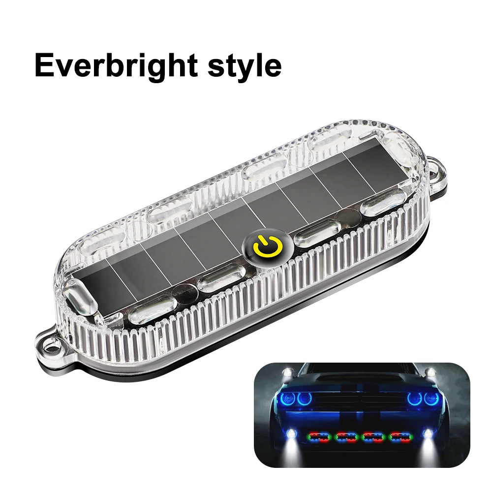 Car Solar Charging-free Anti-rear Collision And Explosion-proof Safety Light Motorcycle Brake Tail Light Modified Flash Light 