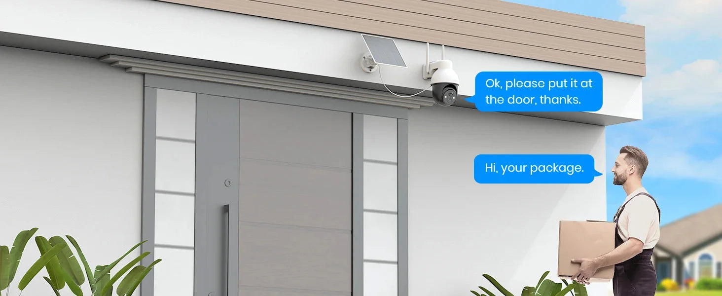 AOSU 3MP Solar PTZ Security Camera with 2-Way Audio