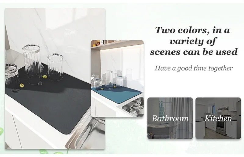 Super Antiskid Large Kitchen Absorbent Draining Mat Super Absorbent Draining Coffee Dish Drying Mat Quick Dry Bathroom Drain Pad 
