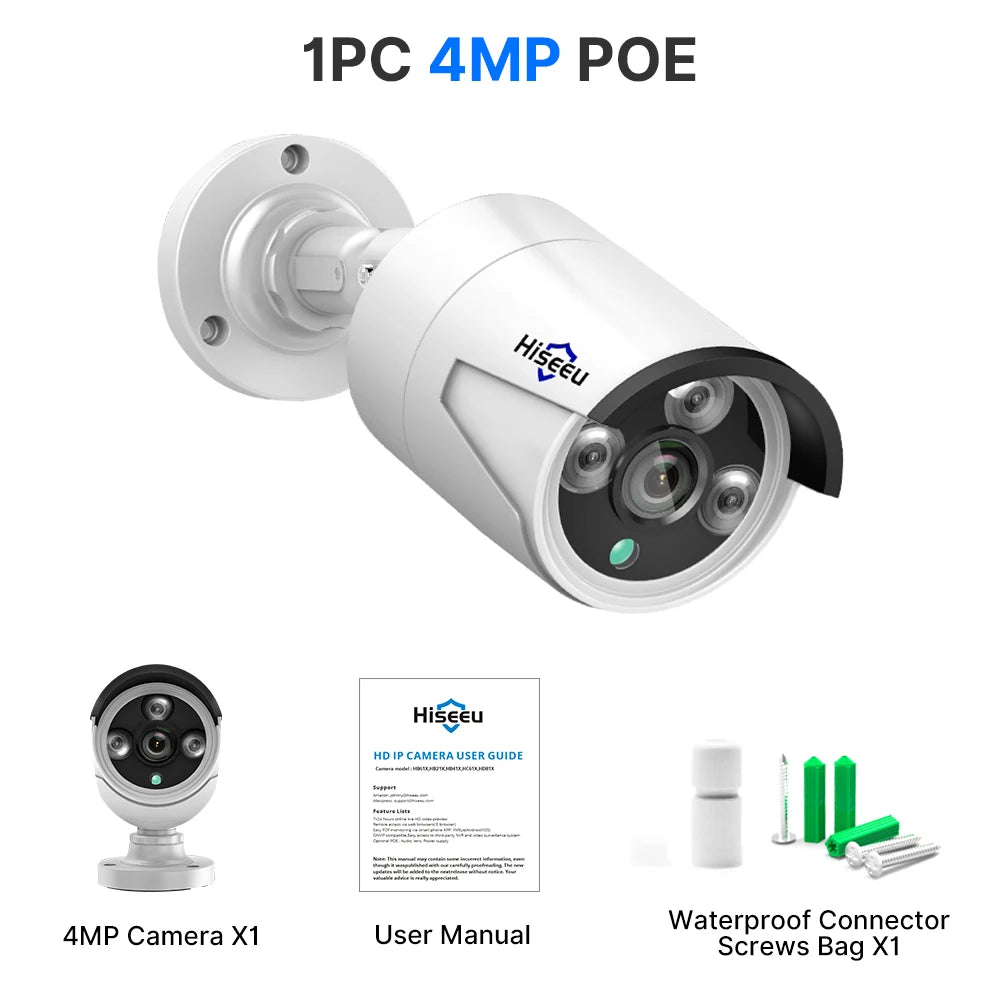5MP POE IP Security Camera with Audio, Night Vision & IP66