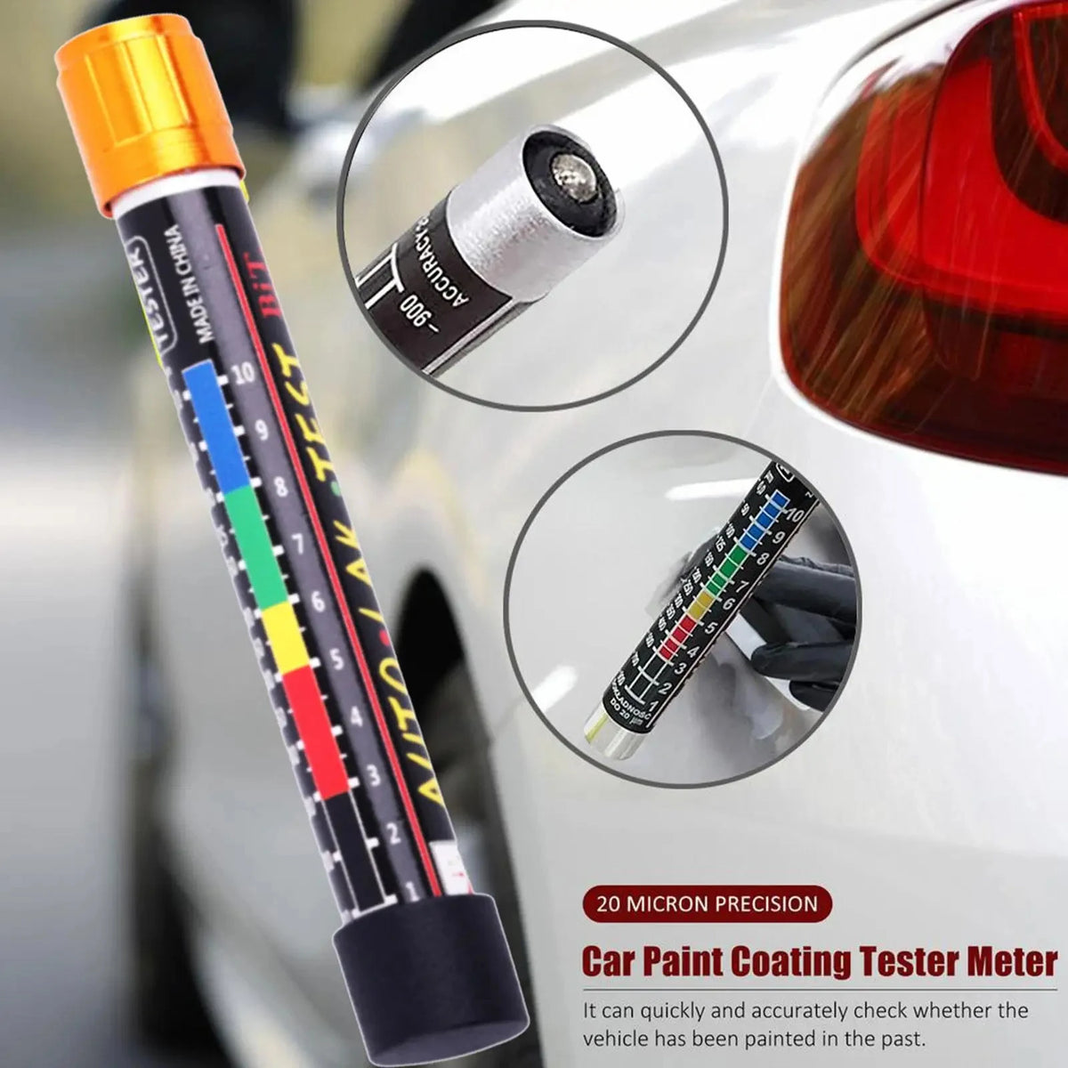 Tester grubości lakieru samochodowego Miernik lakieru Auto lakier samochodowy Crash Check Test Tester lakieru z magnetycznym szpicą Skala
