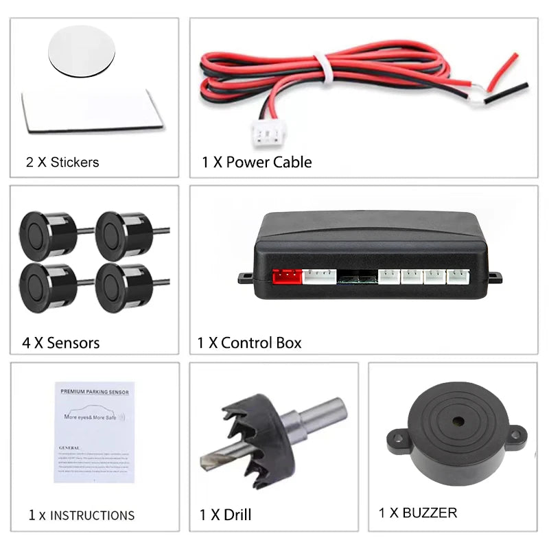12 V Einparkhilfe-Set - Vier Sensoren mit 22 mm