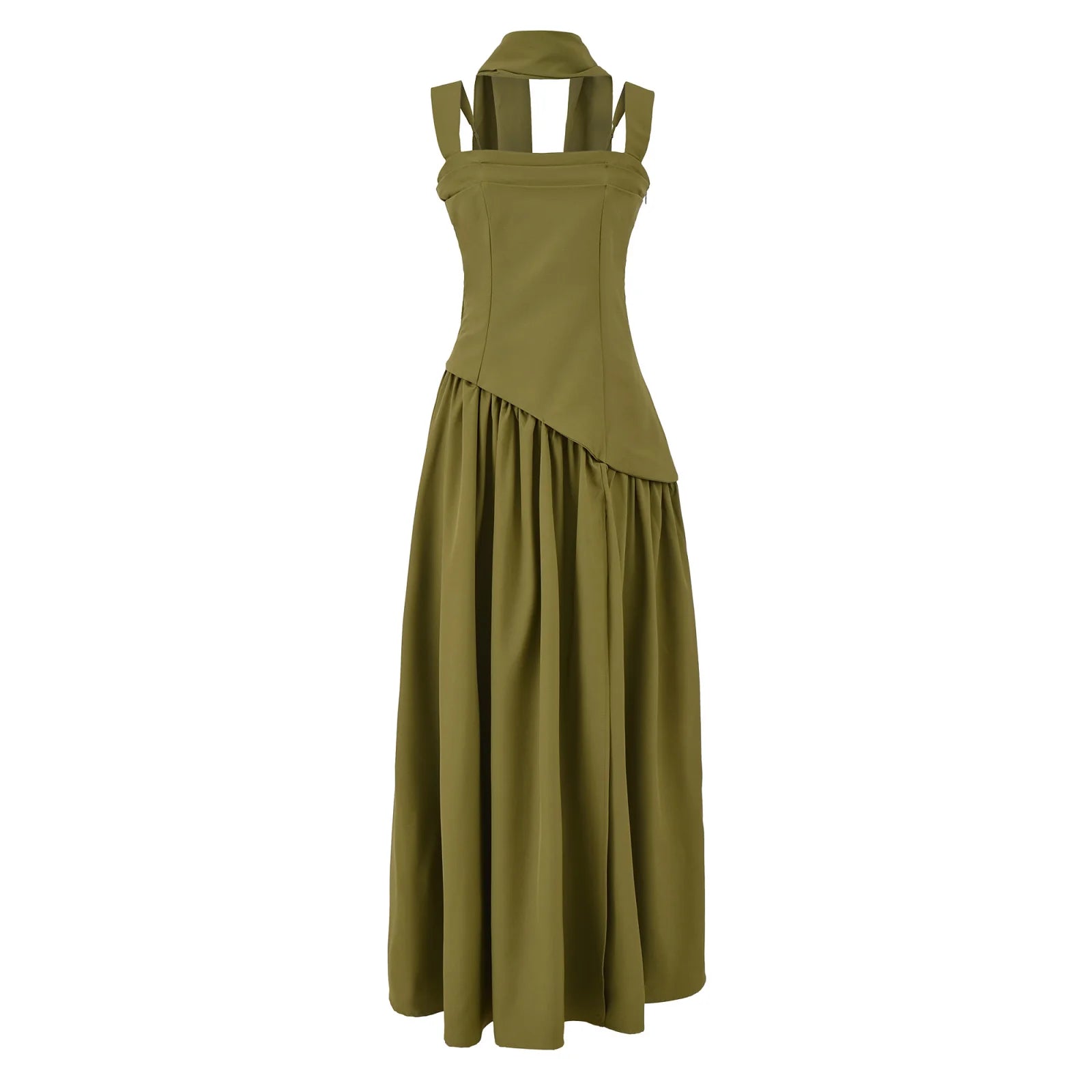 Sexy High Slit Midi Dress with Strapless A-Line Silhouette
