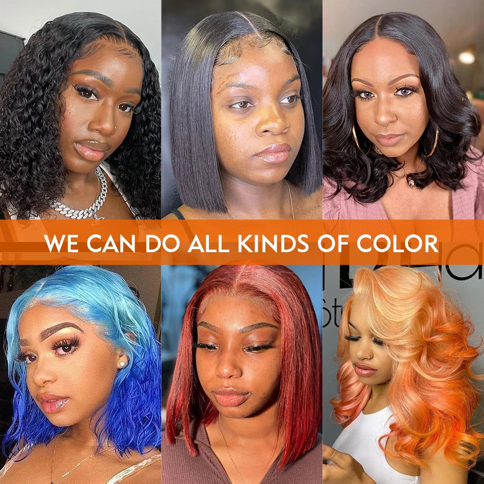 Short Straight Bob Wig Human Hair with Transparent Lace