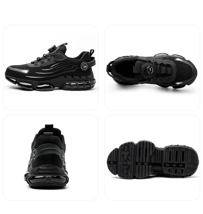 Rotating Button New Safety Shoes Men Anti-smash Anti-puncture Work Shoes Fashion Men Sport Shoes Security Protective Boots Men 