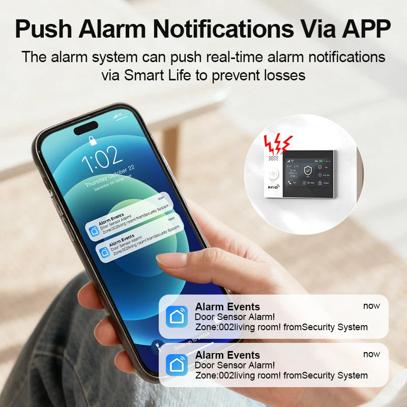 PGST Wireless Home Security Alarm System Work with Tuya 4G 2G GSM WIFI Smart Home 433MHz App Control With Alexa