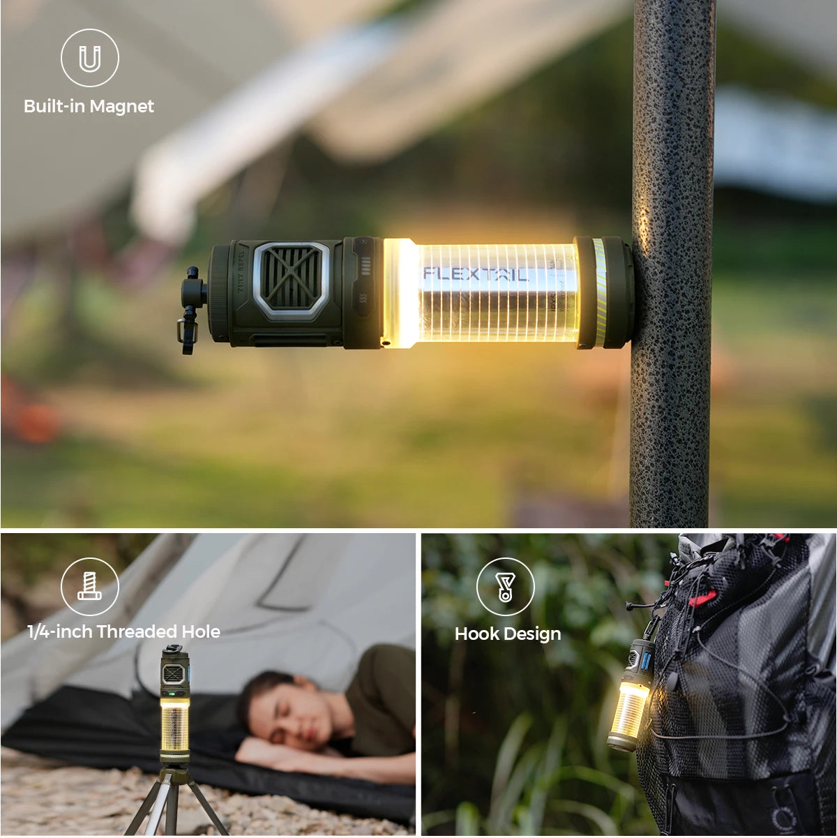 Flextail Tiny Avvisare med Campinglampa och Uppladdningsbart Batteri