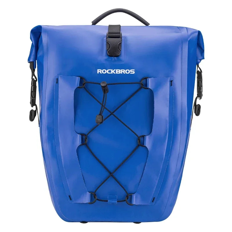 Wodoodporna torba rowerowa na bagażnik 25L z zamknięciem typu roll top i kieszeniami na przechowywanie