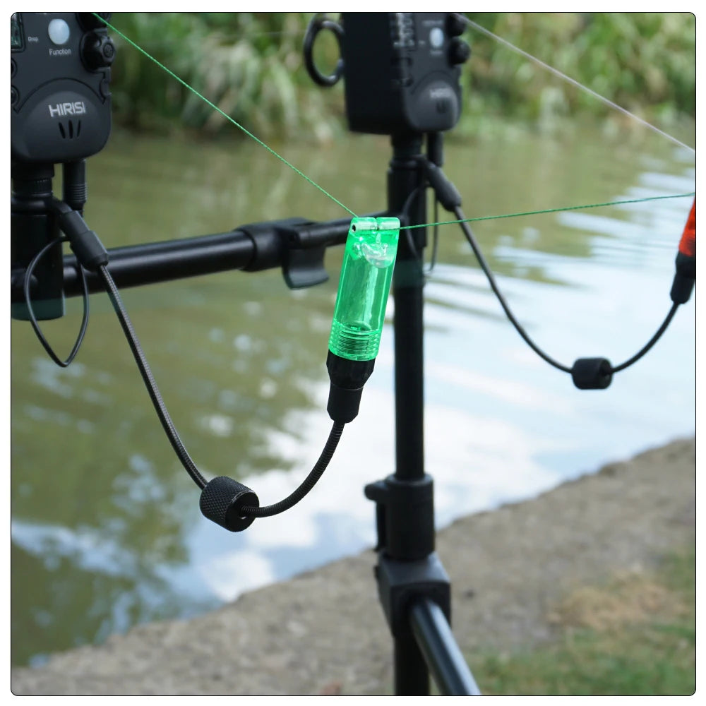 Hirisi B2032 Carp Fishing LED Swinger Drop Off Indicator Metals Soft Pole LED Light Bite Detection for Carp Coarse Fishing