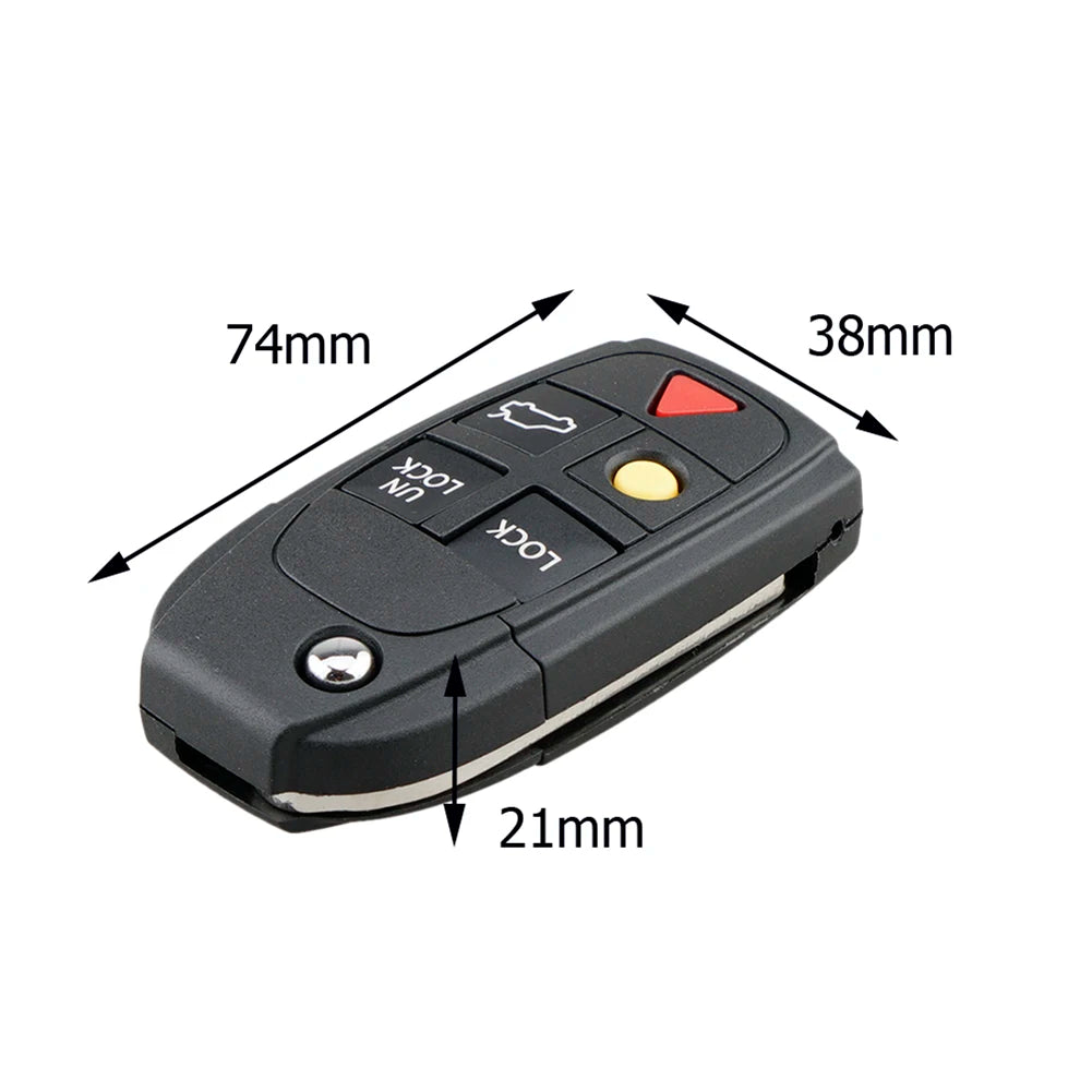 5-Button Flip Remote Key Case Replacement for Volvo Models