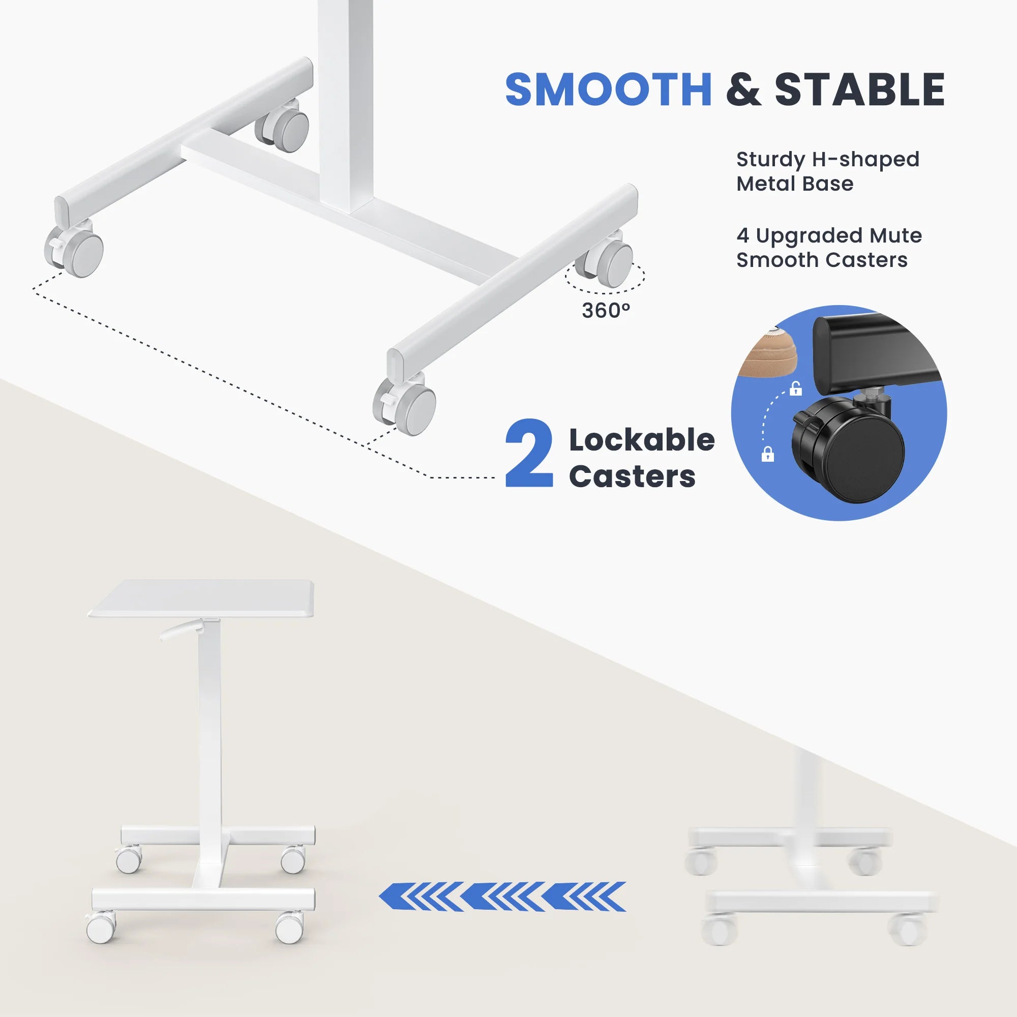 Adjustable Mobile Standing Desk with Wheels for Laptop Work