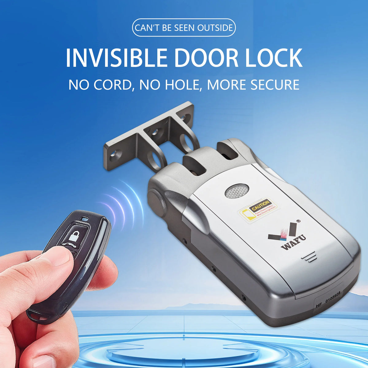 Nueva cerradura de puerta con huella digital y contraseña, desbloqueo por huella y por contraseña, diseño de cerradura oculta sin agujero, control remoto invisible con 2 mandos a distancia y 2 tarjetas deslizables