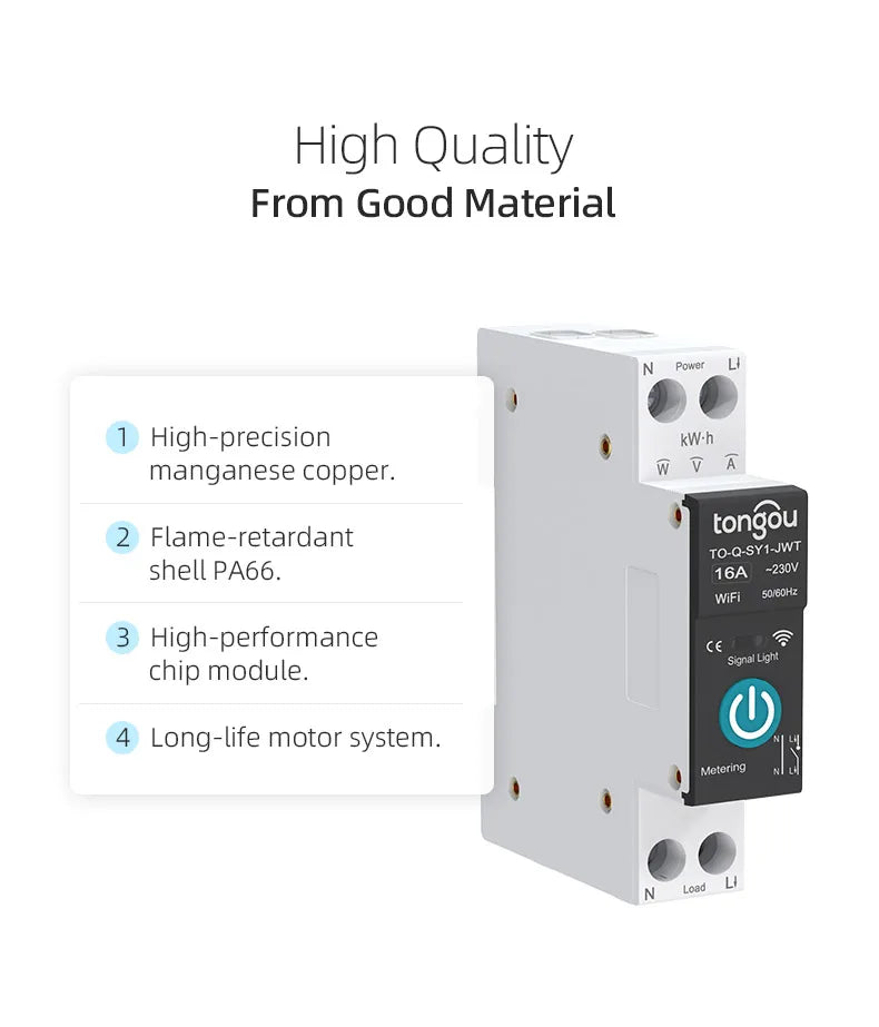 TUYA WIFI Smart Circuit Breaker Power Metering 1P 63A DIN Rail for Smart Home wireless Remote Control Smart Switch by APP TONGOU 