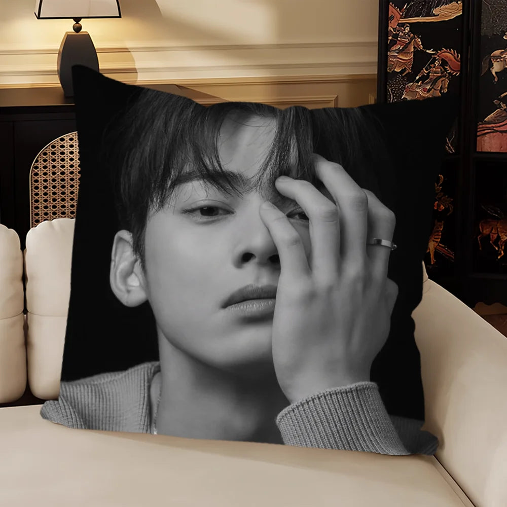 Cha Eun Woo Cushion Cover, Square Printed Pillow Case 30-70 cm